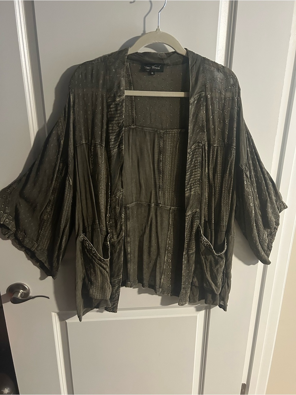 Young Threads - Olive Green Open-Front Lightweight Kimono - Size XL - NWOT